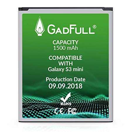 GadFull® Battery for Samsung Galaxy S3 mini | Production date 2018 | Corresponds to the original EB-F1M7FLU | Smartphone model Ace 2 i8160 | i8190 | S Duos S7562 | Perfect as replacement battery