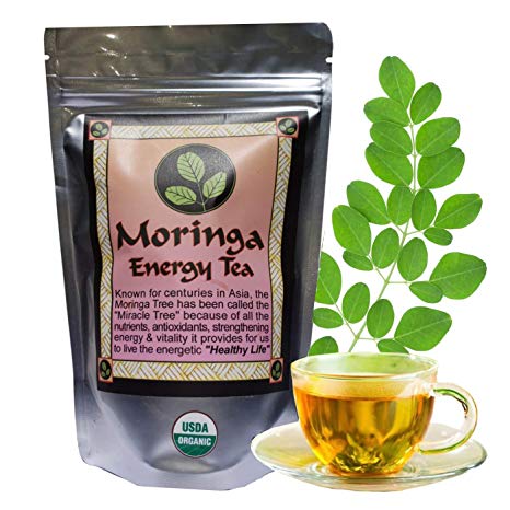 MORINGA ENERGY TEA - Loose leaf. USDA Organic, hand harvested and freshly packaged, large 3 oz size, with larger cut leaf tea size.