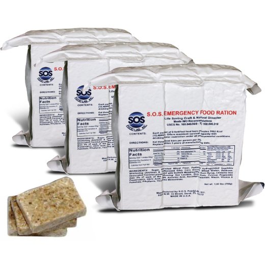 S.O.S. Rations Emergency 3600 Calorie Food Bar - 3 Day / 72 Hour Package with 5 Year Shelf Life- 3 Packs