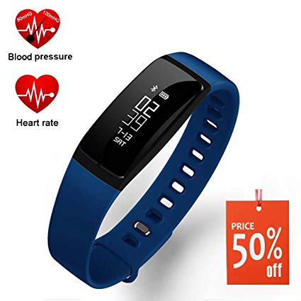 Fitness Tracker, Activity Tracker with Heart Rate Monitor Watch,Smart Watch with Blood Pressure Test, Waterproof Fitness Band with Sleep Monitor Step Calorie Counter, Pedometer Watch
