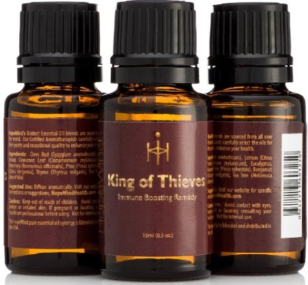 King Of Thieves Essential Oil Blend - 100 Pure Therapeutic grade Unique Organic Formula - Supports Immune System Health kills germs helps prevent cold and flu Antibacterial - by HopeWind Health