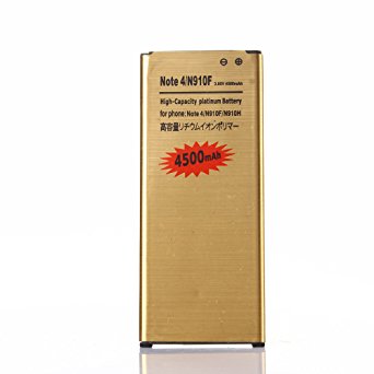 Gold Extended Samsung Galaxy Note 4 High Capacity Battery EB-BN910BBE EB-BN910BBU For Samsung Galaxy Note 4 SM-N910A / Samsung Galaxy Note 4 SM-N910T / Samsung Galaxy Note 4 SM-N910P / Samsung Galaxy Note 4 SM-N910R4 / Samsung Galaxy Note 4 SM-N910V 4500 mAh