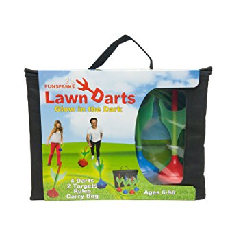 Funsparks Glow In The Dark Soft Round Rubbery Plastic Lawn Darts - The Most Fun Outdoor Backyard Lawn Game