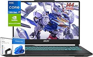 MSI Cyborg Gaming Laptop, 15.6 inch IPS FHD 144Hz Display, Intel 10-Core i7-13620H, 32GB DDR5, 2TB SSD, GeForce RTX 4050, Backlit Keyboard, Wi-Fi 6, Microsoft Office Lifetime License & Windows11 Pro