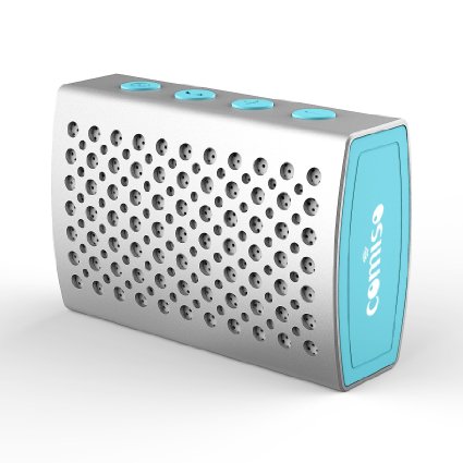 Bluetooth Speaker, COMISO [Halo Audio] [Silver] - [Luxury Aluminum] [WaterProof] Bluetooth 4.0 Ultra Mini Portable Speakers, Wireless Shower Speaker Built with 5W Enhanced Bass and Microphone Call