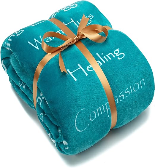 Chanasya Healing Warm Hugs Gift Throw Blanket - Sympathy Gift Cancer Chemo Survivor Get Well Caring Gifts - Comfort Gift Blanket for Love Support Strength - Women Men Friend Grandma - Teal