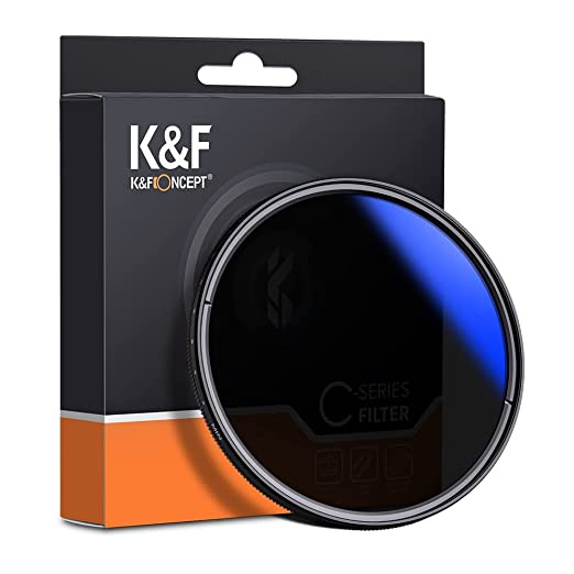 K&F Concept Variable ND Lens Filter ND2-ND400 (1-9 Stops) 18 Multi-Layer Coatings Adjustable Neutral Density Ultra Slim Lens Filter for Camera Lens Blue Coated (82 MM)