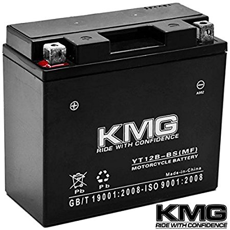 KMG® YT12B-BS Sealed Maintenace Free Battery High Performance 12V SMF OEM Replacement Maintenance Free Powersport Motorcycle ATV Scooter