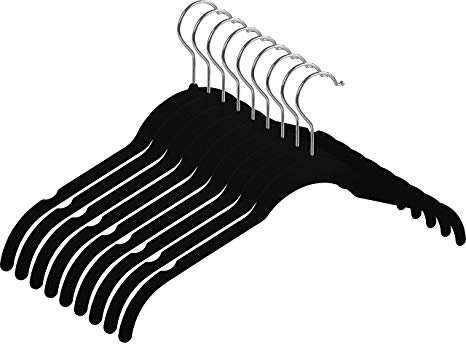 Utopia Home Black Velvet Shirt/Top/Dress Hangers (Pack of 150) -Non-Slip Velvet Hangers - 360° Swivel Hook - for Women Clothes, Dresses, Shirts, Tops