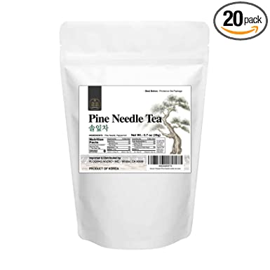 Organic Pine Needle Tea - 20 Tea Bags, All natural Herbal Tea, Product of Korea