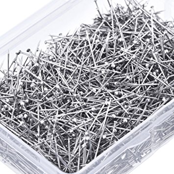 Shappy 1600 Pieces Head Pins Fine Satin Pin Dressmaker Pins for Jewelry Making, Sewing and Craft, Stainless Steel, 1 1/ 16 Inch