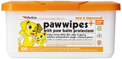 Petkin Paw Wipes, Orange Scent, 100-Count Pack