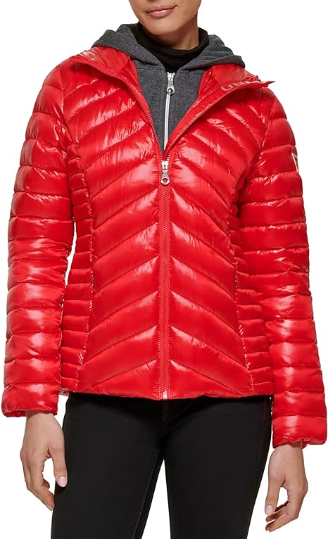 GUESS Women's Light Packable Jacket Quilted, Transitional Puffer