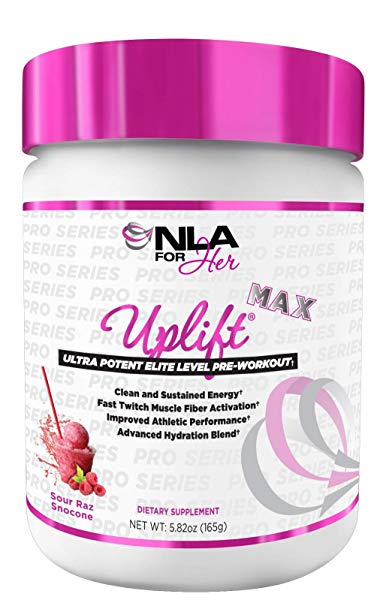 NLA for Her- Uplift Max Potentcy Pre-Workout Energy for Women - Provides Clean/Sustained Energy, Supports Athletic Performance, Creatine-Free - 30 Servings … (Sour Raz SnoCone)