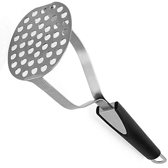 Beaverve Heavy Duty, Stainless Steel Masher Ricer with Ergonomic Handle for Making Mashed Potato, Guacamole, Silver