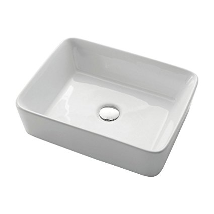 KES Bathroom Rectangular Porcelain Vessel Sink Above Counter White Countertop Bowl Sink for Lavatory Vanity Cabinet Contemporary Style, BVS110