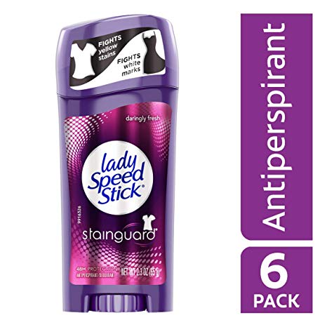 Lady Speed Stick Antiperspirant Deodorant, Stainguard, Daringly Fresh - 2.3 oz (6 Pack)