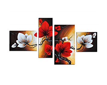 Noah Art-Modern Flower Artwork, 100% Hand Painted On Canvas Framed Tulip Flower Paintings on Canvas Wall Art, Ready to Hang for Kitchen Home Decor
