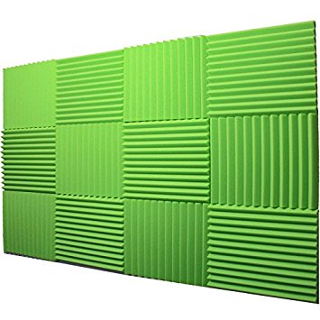 12 Pack Acoustic Panels Studio Foam Wedges 1" X 12" X 12" lime green (Hi liter Green)