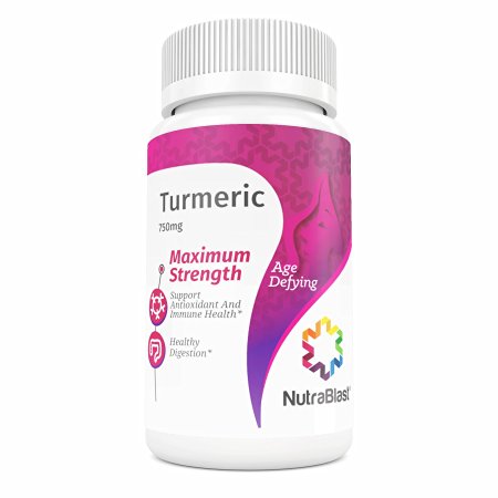 NutraBlast Turmeric Curcumin 750Mg Extract with BioPerine - Supports Healing, Immune System, Digestion, Antioxidant, and Balanced Mood - Made in USA (60 Capsules)