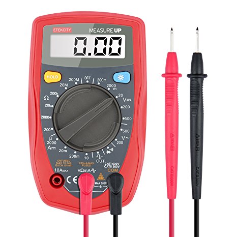 Etekcity® Mini Portable Digital Multimeter (DMM) Multi Tester Voltmeter Ammeter Ohmmeter - AC / DC Voltage, DC Current, Resistance, Continuity, Diodes Tester with Backlit LCD