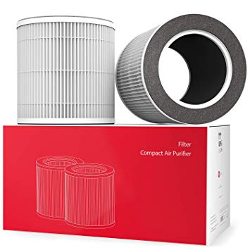 Vremi 2 Pack True HEPA H13 Air Purifier Replacement Filter - Compatible Compact Air Purifiers for Home Bedroom or Office Allergies Dust Mold - Pets and Smoke Odor Eliminator with 3 Stage Filtration