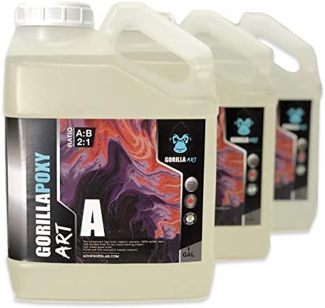 GORILLA-ART - CLEAR - EPOXY RESIN - Non-Toxic - Ultra Super Gloss Coating - Deep Casting River Tables - 1 1/2 INCH DEEP POURS - 3 GALLON KITS (11.35 LITERS) EPOXY RESIN - WOOD ART