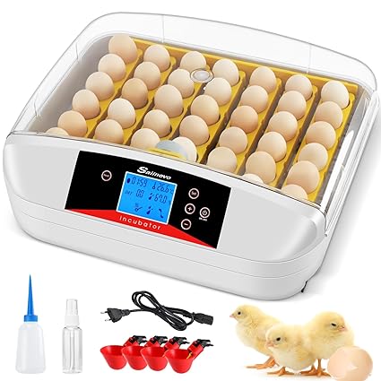 42 Egg Incubator, Incubator Hatching Eggs Efficient, Automatic Egg Turner, Temperature Control & Humidity Display, Digital Panel Display, Smart Alarm with 4 Water Feeders, Water Bottle, Watering Can