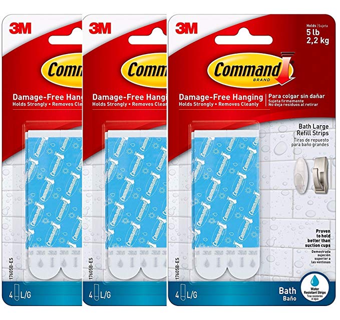 Command Large Water-Resistant Refill Strips, 12-Strip