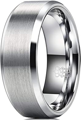 THREE KEYS JEWELRY 4mm 6mm 8mm Tungsten Titanium Wedding Rings Mens Womens Silver Engagement Bands