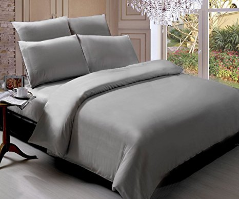 Swan Comfort Premier 1800 Series 4pcs Bed Sheet Set - Wrinkle, Fade, Stain Resistant - Hypoallergenic (Queen, Gray)