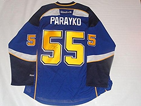 Colton Parayko Autographed Jersey - Reebok Premier . Home Licensed Proof - Autographed NHL Jerseys