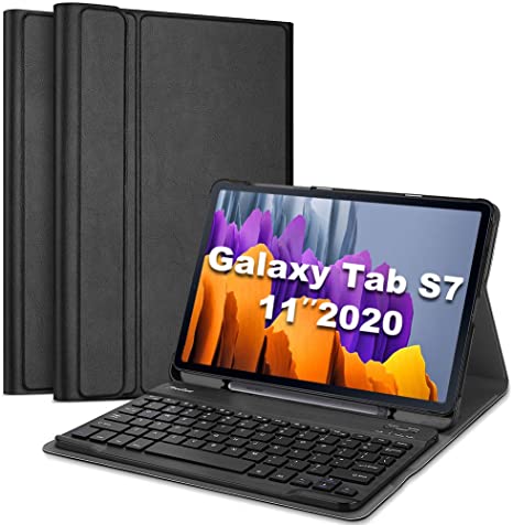 ProCase Galaxy Tab S7 11 inch Keyboard Case 2020 SM-T870 T875 T878, Slim Lightweight Protective Cover with Magnetically Detachable Wireless Keyboard for Galaxy Tab S7 2020 Release 11" -Black