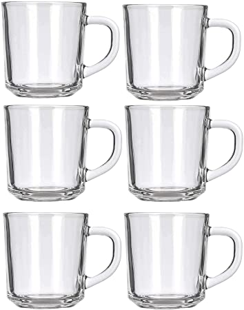 Café Glass Coffee Mugs - Clear, 8 oz Great For Tea, Coffee, Juice, Mulled Wine And More! (6)