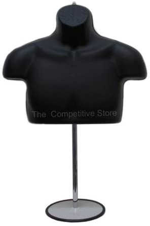 Black Male Upper Torso Mannequin Form W/ Metal Base - Countertop Display