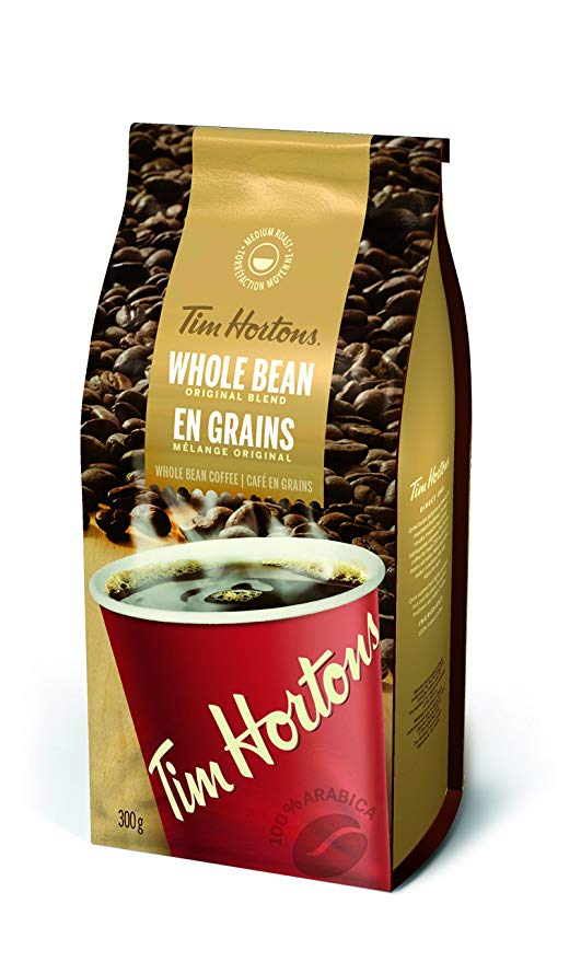 Tim Hortons Original Coffee, Whole Bean Bag, Medium Roast, 300g