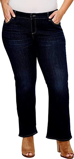 Womens Petite Size Plus Size Jeans Denim Relaxed Straight/Bootcut Leg Stretch Blue Black