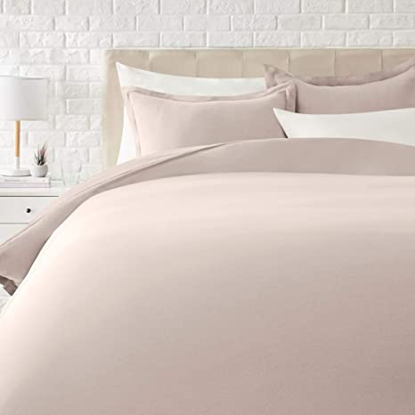 AmazonBasics Light-Weight Microfiber Duvet Cover Set with Zipper Closure - Full/Queen, Blush