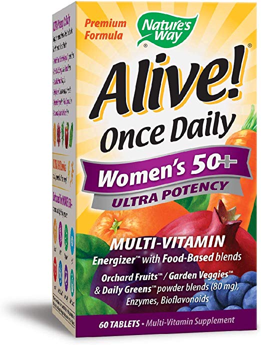 Nature's Way Alive! Once Daily Women's 50  Multivitamin, Ultra Potency, Food-Based Blends (80mg per Serving), 60 Tablets