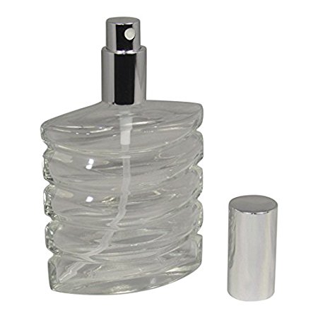 3.4 Ounce (100 ml) Ribbed Glass Empty Refillable Replacement Glass Perfume or Cologne Bottle with Spray Applicator (EB17)