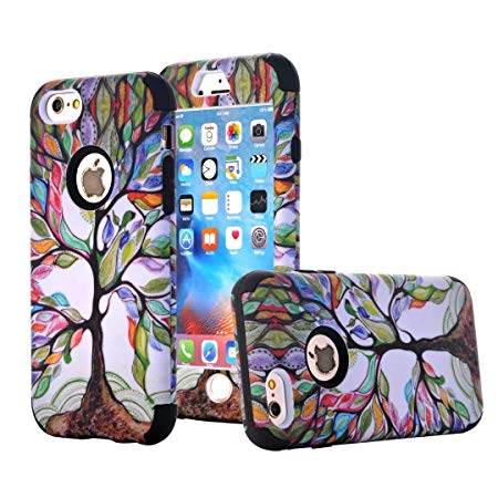 iPhone 6 Case, iPhone 6S Case, Ranyi [3 Piece Life Tree] [360 Full Body Protection] [Shock Absorbing] Hybrid Rugged Protective 3 in 1 Rubber Case Cover for Apple iPhone 6/6s (4.7 inch), Black