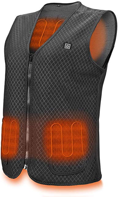PKSTONE Heated Vest, USB Charging Electric Heated Jacket Washable for Women Men Outdoor Motorcycle Riding Golf Hunting