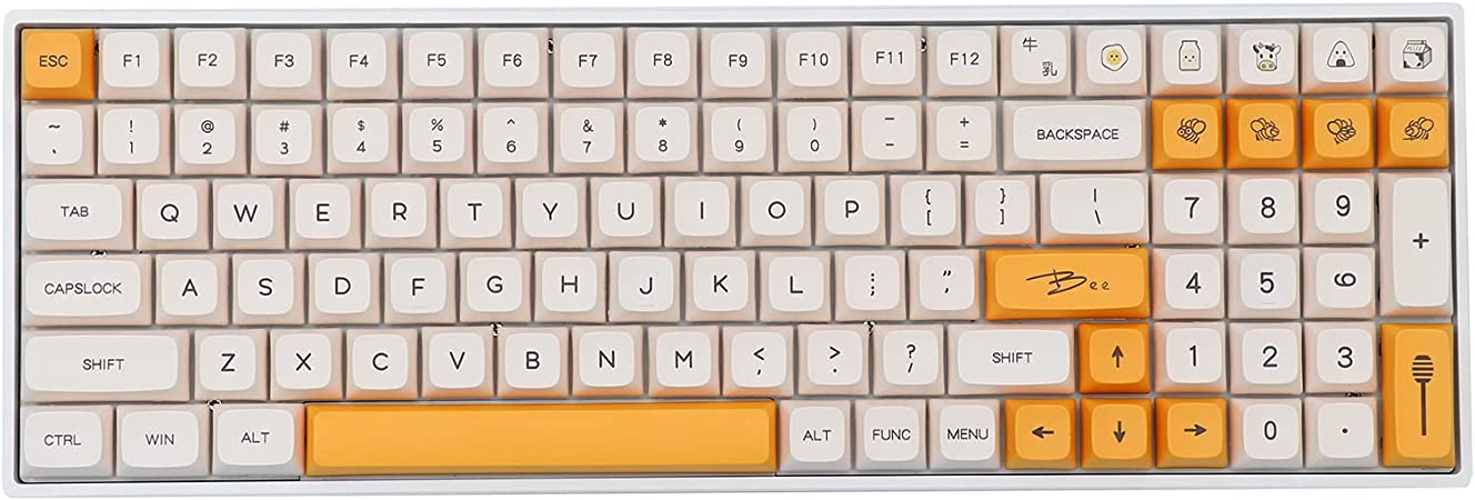 EPOMAKER Honey-Milk 140 Keys XDA Profile PBT Dye Sublimation Keycaps Set for Mechanical Gaming Keyboard, Compatible with Cherry Gateron Kailh Otemu MX Structure (XDA Profile, Honey Milk)