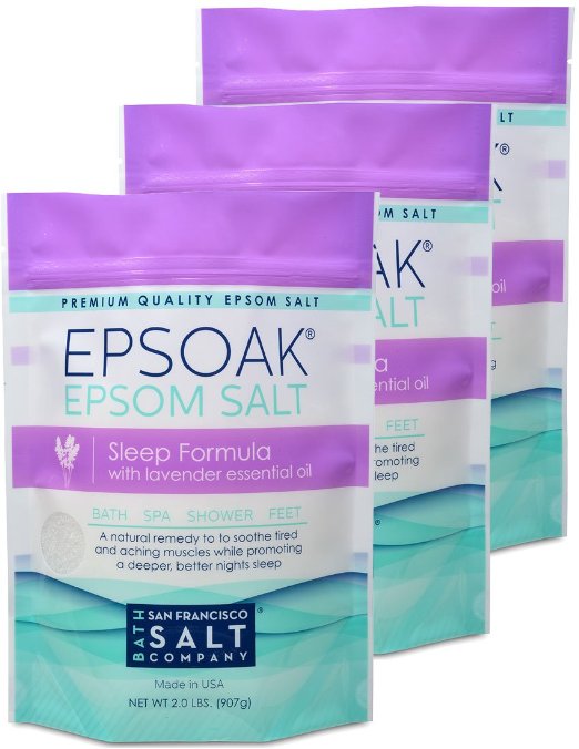 Epsoak Sleep Formula Epsom Salt 3 pack - Sleep Well & Relax, Lavender Infused Epsom Salt, Qty 3 x 2lbs bags