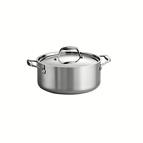 Tramontina 80116/025DS Gourmet Stainless Steel Induction-Ready Tri-Ply Clad Covered Dutch Oven, 5-Quart, NSF-Certified, Made in Brazil