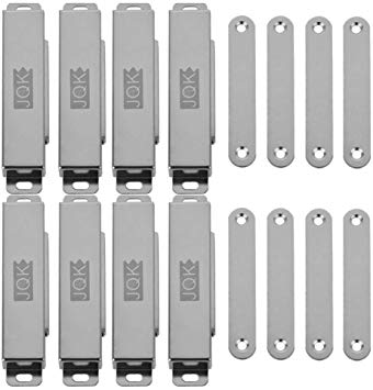 JQK Magnetic Door Catch, Stainless Steel Cabinet Magnet Closet Catches for Cupboard Closure Door Closer, 1.2mm Thickness 60 lbs Silver (Pack of 8), CC120-P8