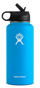 Hydro Flask Vacuum Insulated Stainless Steel Water Bottle, Wide Mouth w/Straw Lid