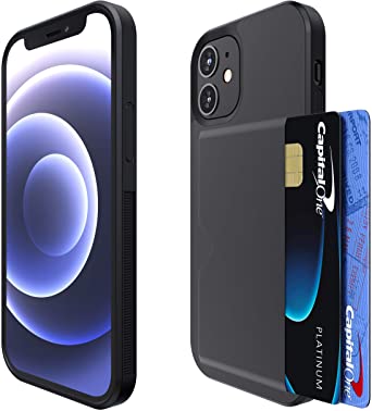 Verna iPhone 12 Mini Case | Slim PU Leather Case | Card Holder Slot | Wireless Charging | Compatible with Apple iPhone 12 Mini - Black