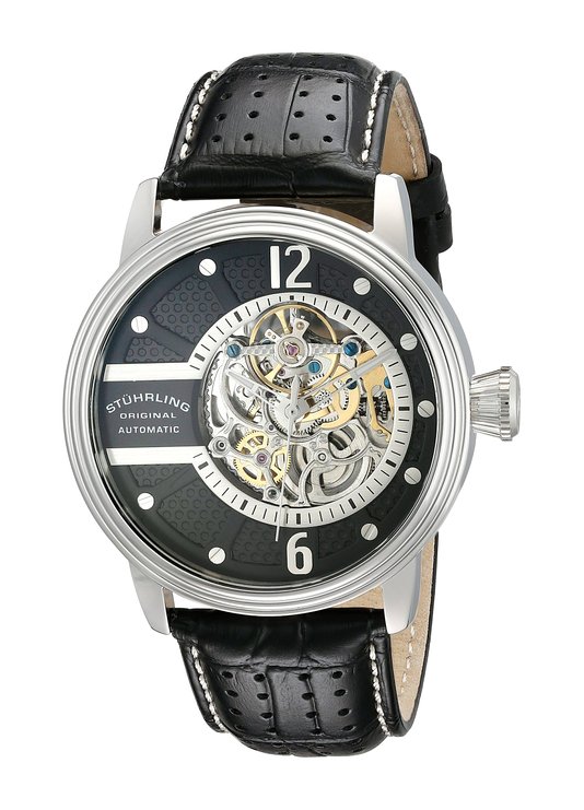 Stuhrling Original Men's 308.331513 Classic Delphi Prospero Automatic Skeleton Black Dial Watch