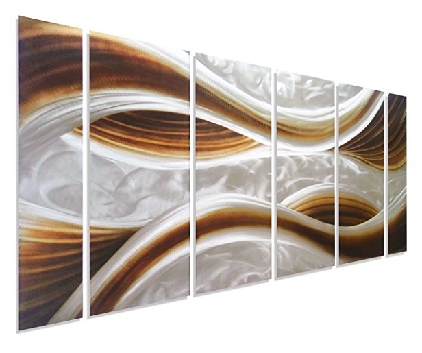 Pure Art Caramel Desire Metal Wall Art, Large Scale Decor in Abstract Ocean Caramel Design, 6-Panels Measures 24" x 65", 3D Wall Art for Modern and Contemporary Decor, Great for Indoors and Outdoor
